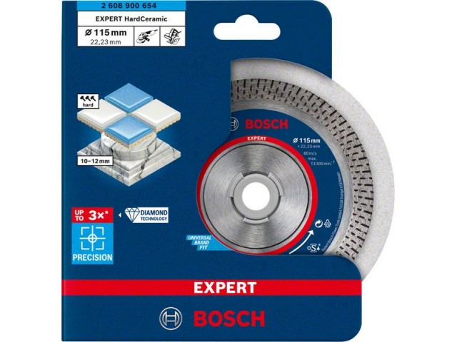 Diamantna rezalna plošča Bosch EXPERT HardCeramic, Dimenzije: 115x22,23x1,4x10mm, 2608900654